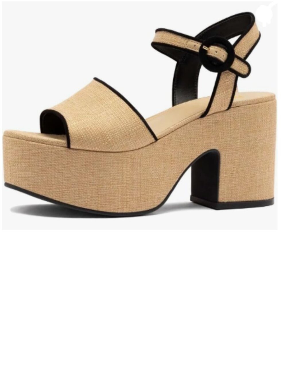 Pazzion Khaki Black Chunky High Heel Platform Sandals Open Toe Ankle Strap Shoes